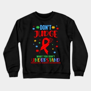 Hemolytic Anemia Awareness Warrior Red Ribbon Crewneck Sweatshirt